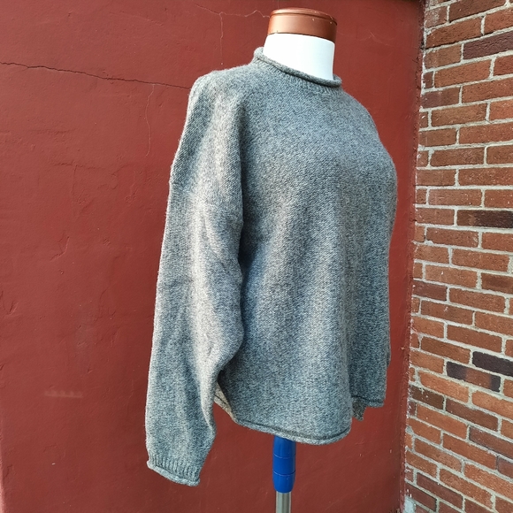 Woolrich Mock Neck Slouchy Drop Shoulder Wool Blend Sweater Gray XL - Picture 1 of 12